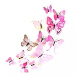 3D butterflies with magnet, house or event decorations, set of 12 pieces, pink color